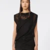 Two-tone lace top, black