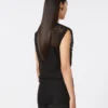 Two-tone lace top, black