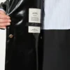 Vinyl-effect gabardine midi trench coat, black Vinyl-effect gabardine midi trench coat, black