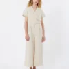 Viscose and linen batavia jumpsuit, beige Viscose and linen batavia jumpsuit, beige