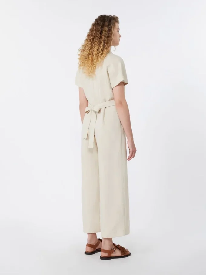 Viscose and linen batavia jumpsuit, beige Viscose and linen batavia jumpsuit, beige
