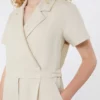 Viscose and linen batavia jumpsuit, beige Viscose and linen batavia jumpsuit, beige