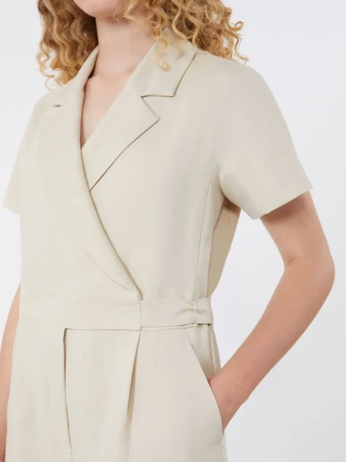 Viscose and linen batavia jumpsuit, beige Viscose and linen batavia jumpsuit, beige