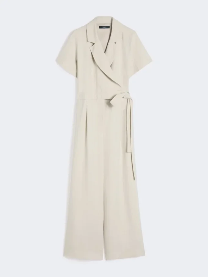 Viscose and linen batavia jumpsuit, beige Viscose and linen batavia jumpsuit, beige