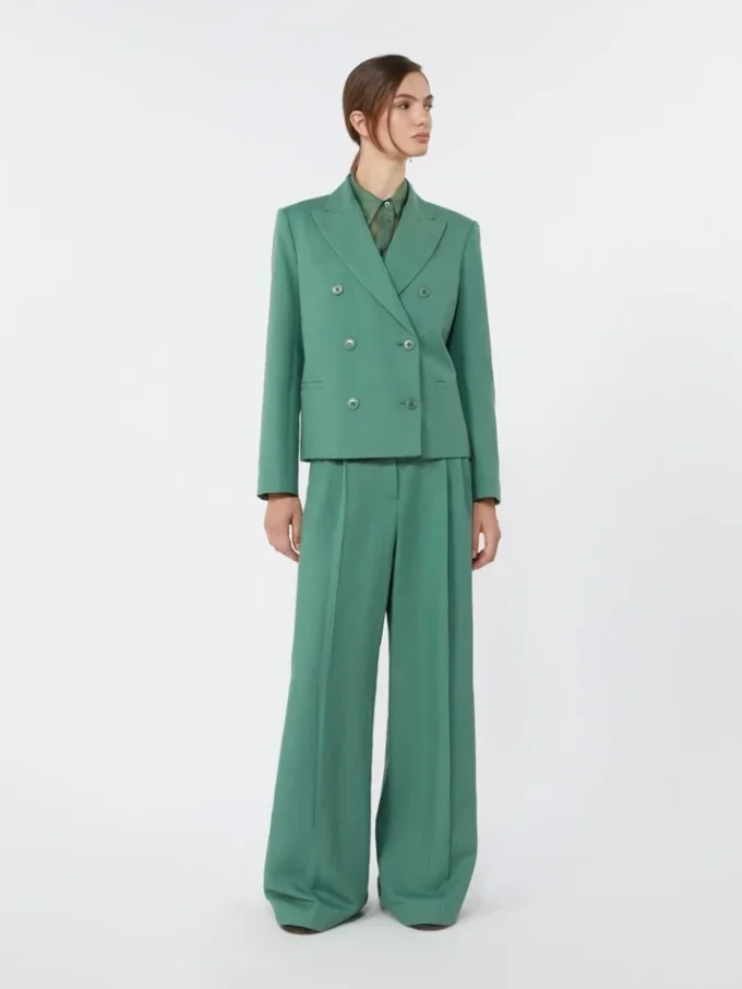 Viscose and linen wide-leg trousers, green Viscose and linen wide-leg trousers, green