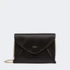 Viscose and silk satin clutch bag, black