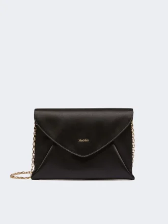 Viscose and silk satin clutch bag, black
