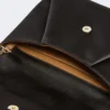 Viscose and silk satin clutch bag, black