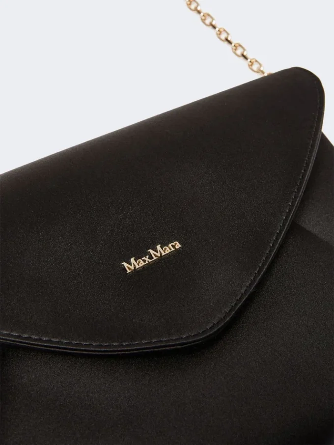 Viscose and silk satin clutch bag, black