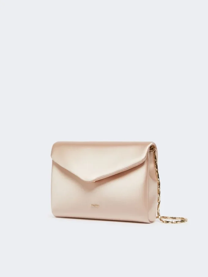 Viscose and silk satin clutch bag, powder