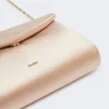 Viscose and silk satin clutch bag, powder