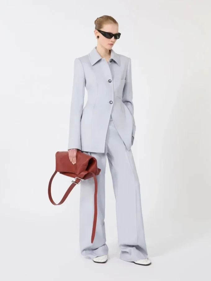 Viscose-blend gabardine yoke-detail trousers, medium grey