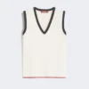 Viscose-blend yarn tank top, white blue Viscose-blend yarn tank top, white blue