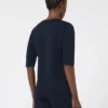 Viscose crepe crew-neck jumper, ultramarine