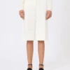 Viscose crepe jersey bermuda shorts, white