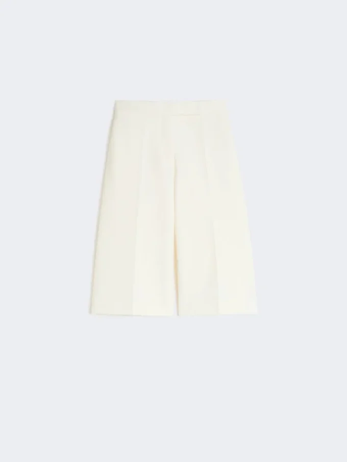Viscose crepe jersey bermuda shorts, white
