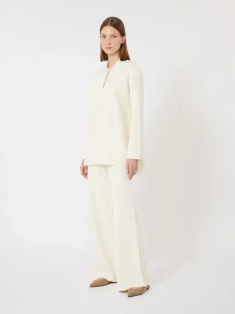 Viscose crepe yarn jumper, ivory