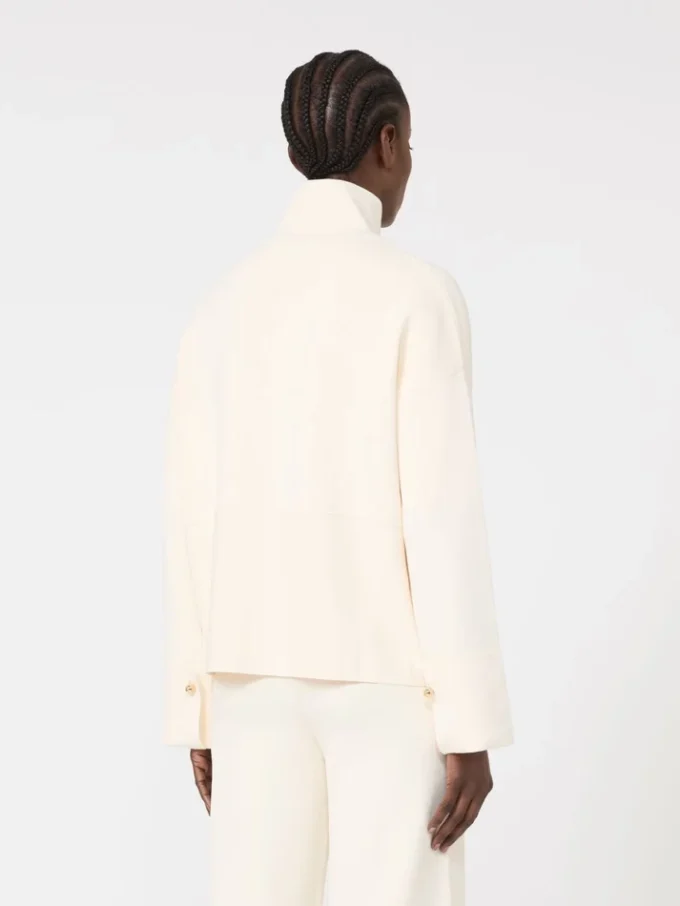 Viscose crepe yarn cardigan, ivory