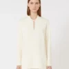 Viscose crepe yarn jumper, ivory