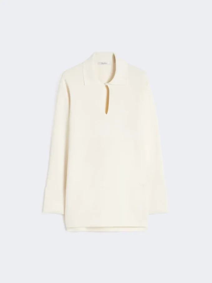 Viscose crepe yarn jumper, ivory