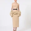 Bandeau bra in stretch viscose, camel