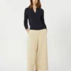 Viscose polo-neck sweater, navy