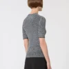 Viscose short-sleeved mesh jumper, white black