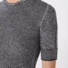 Viscose short-sleeved mesh jumper, white black