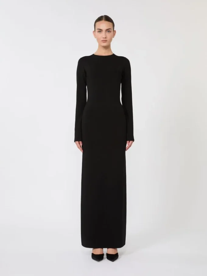 Viscose yarn dress, black