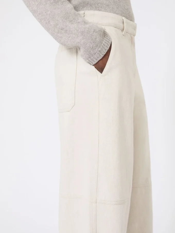Washed cotton trousers, natural