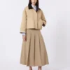 Washed gabardine skirt, hazelnut brown