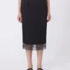 Washed satin skirt, black