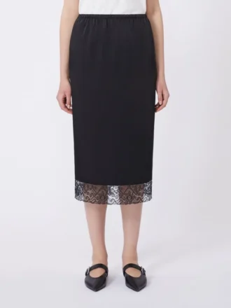 Washed satin skirt, black