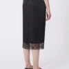 Washed satin skirt, black