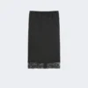 Washed satin skirt, black