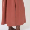 Washed silk canvas dress, terra cotta