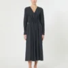 Washed silk canvas dress, ultramarine