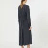 Washed silk canvas dress, ultramarine