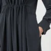 Washed silk canvas dress, ultramarine