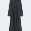 Washed silk canvas dress, ultramarine