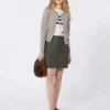 Water-repellent canvas mini skirt, kaki