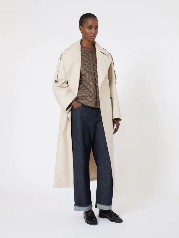 Water-repellent canvas padded jacket, hazelnut brown