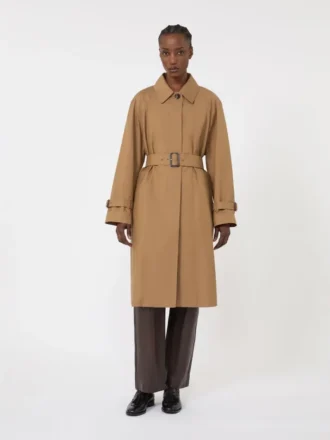 Water-repellent cotton-blend trench coat, brown