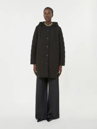 Water-repellent fabric padded parka, black
