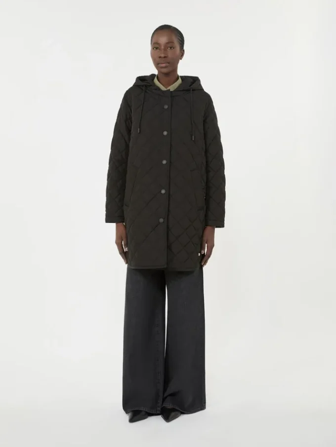 Water-repellent fabric padded parka, black Water-repellent fabric padded parka, black
