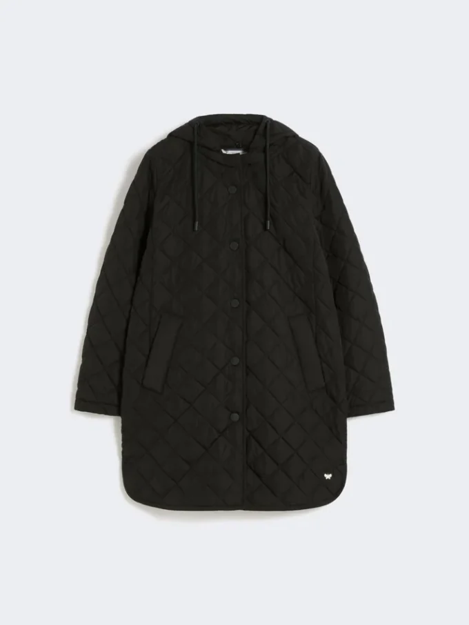 Water-repellent fabric padded parka, black Water-repellent fabric padded parka, black