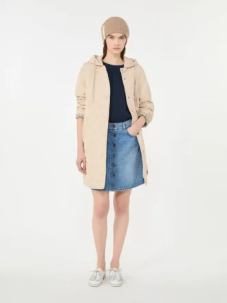 Water-repellent fabric padded parka, sand