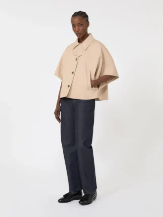 Water-repellent gabardine cape, albino