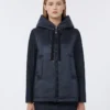 Water-repellent padded canvas hooded gilet, midnightblue Water-repellent padded canvas hooded gilet, midnightblue