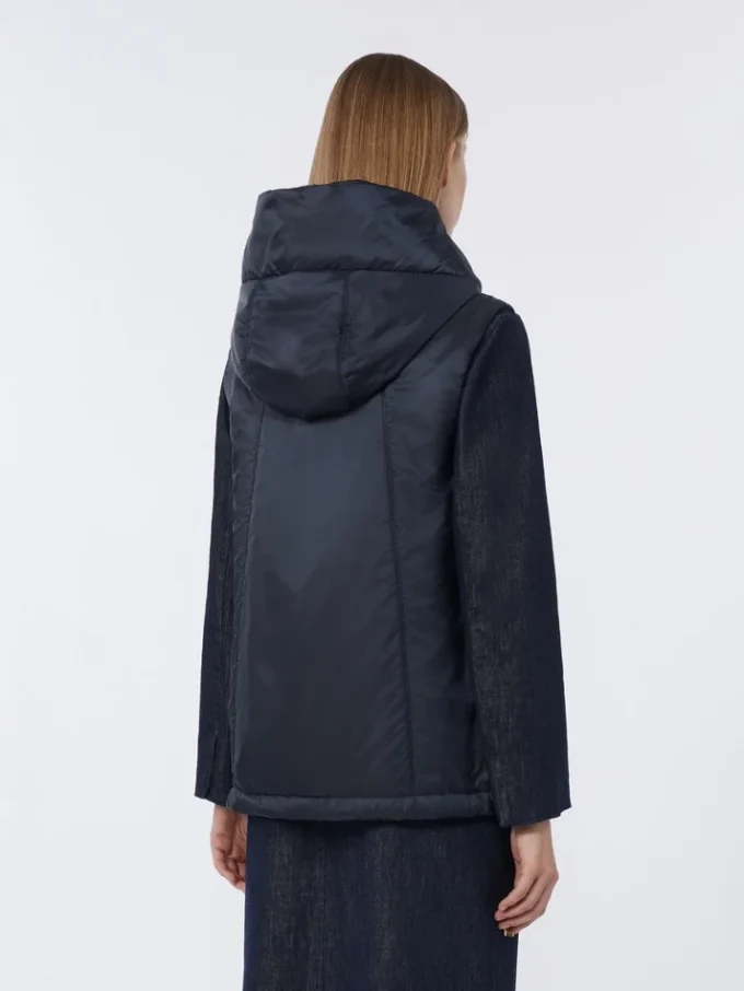 Water-repellent padded canvas hooded gilet, midnightblue Water-repellent padded canvas hooded gilet, midnightblue